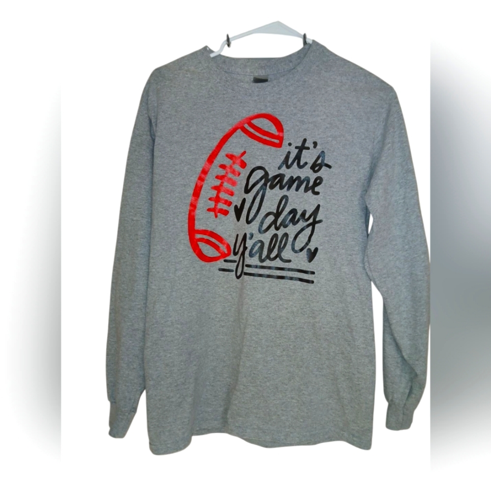 Gray and Red Game Day Long Sleeve Shirt